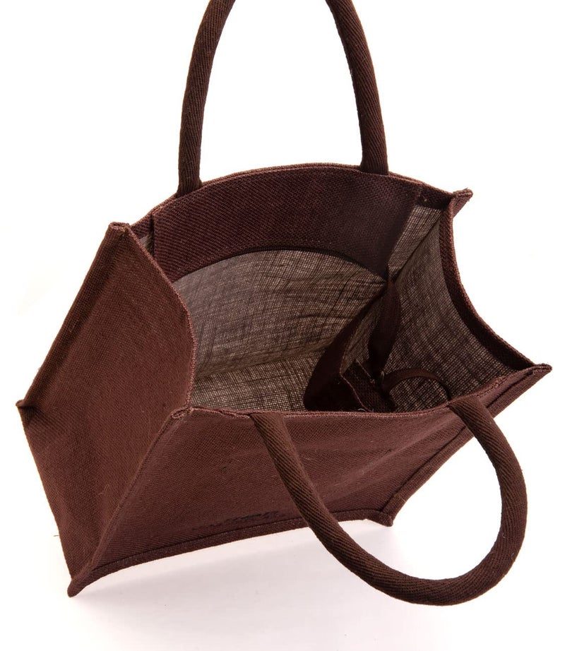 hb+ H&B Jute Lunch Bag for Men, Women, Girls - Travel Handbag With Zip Bottle Holder - Solid Colors - Image 3