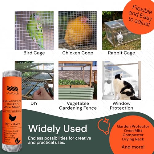 MaPorch Hardware Cloth - 15.7 x 39.3 in, Silver, Garden - Rust-Resistant Galvanized Wire Mesh & Welded Wire Fencing for Poultry Netting, Rabbit Fence & Garden Trellis Support - Image 4
