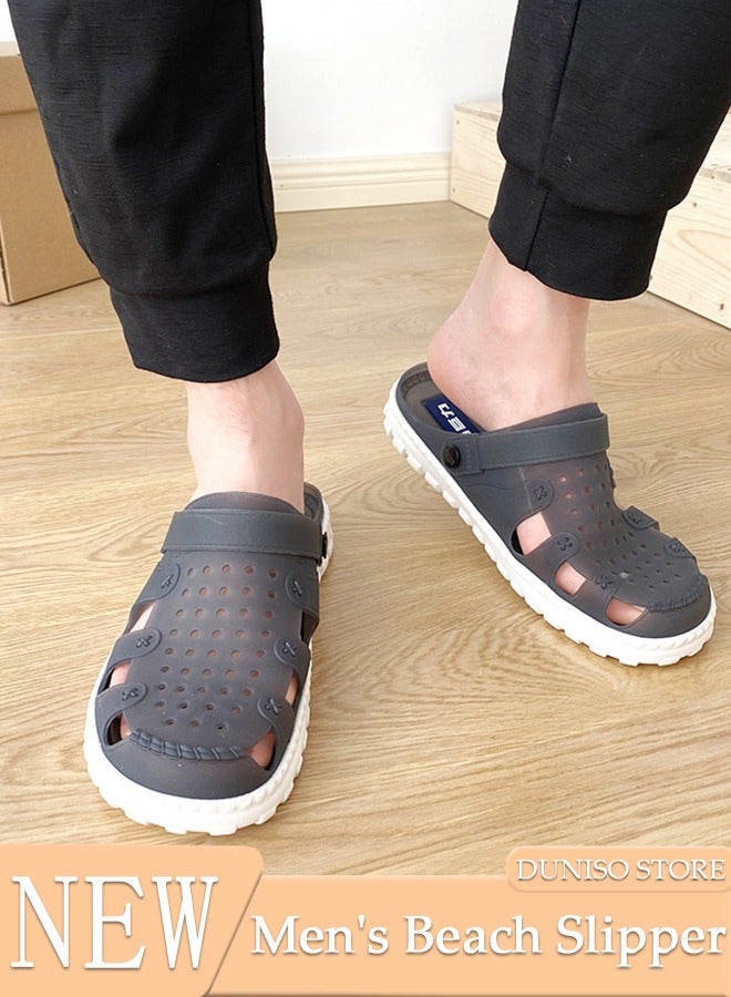 DUNISO Men's Beach Slipper Quick Drying Slide Sandal Non-slip Breathable Flat Slipper for Spa Bath Pool Gym House Sandals for Indoor & Outdoor  - Image 1