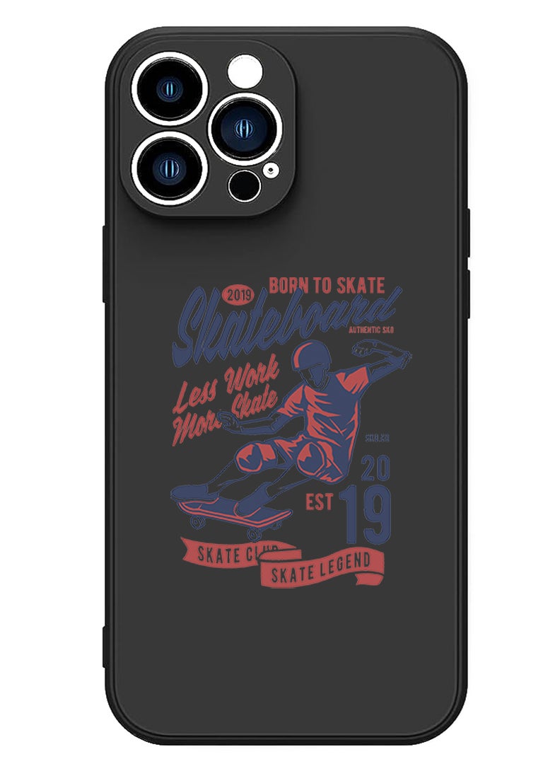 Theodor Protective Slim Fit Case Liquid Silicone Cover with Full Body Protection Anti-Scratch Shockproof Case For iPhone 14 Pro Black  - Skater boy copy - Image 1