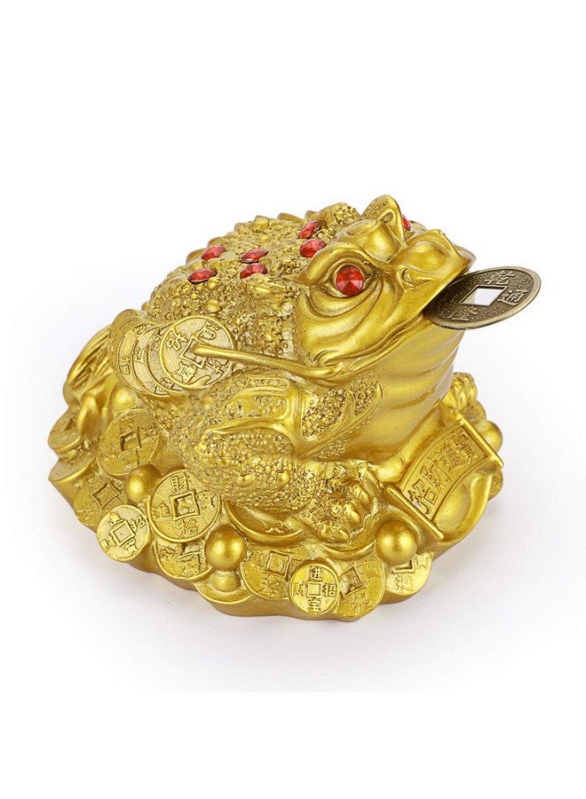 MDLUU Large Money Toad Statue Feng Shui Three Legged Toad With Coin Lucky Charm Wealth Frog For Cash Register Office Desk House Warming Store Opening Gift (Gold) - Image 1