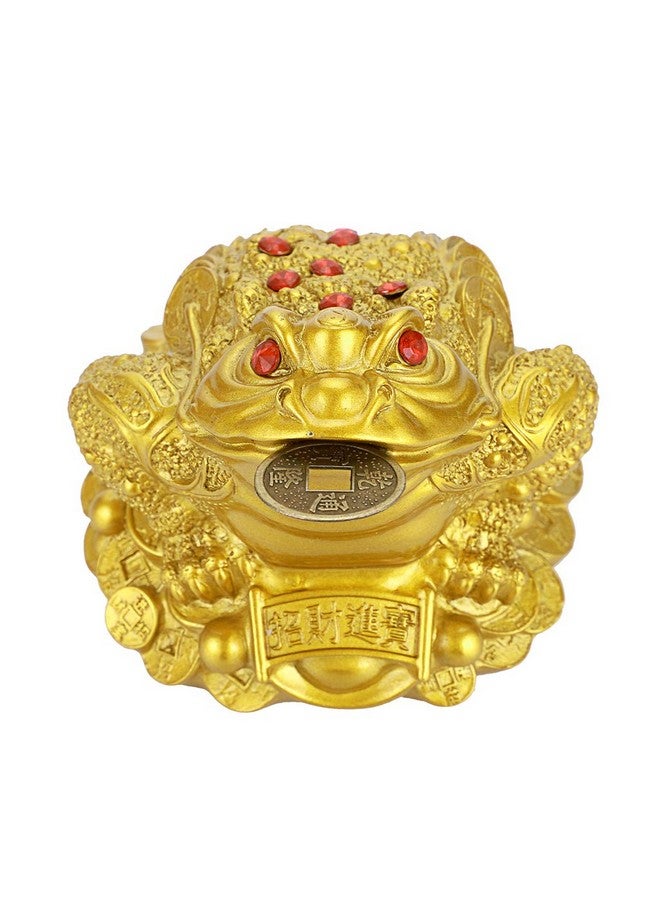 MDLUU Large Money Toad Statue Feng Shui Three Legged Toad With Coin Lucky Charm Wealth Frog For Cash Register Office Desk House Warming Store Opening Gift (Gold) - Image 3