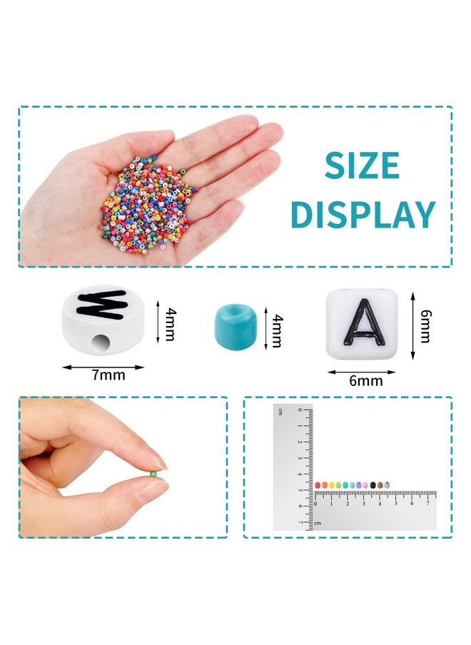 OUTUXED - OUTUXED 7200pcs Seed Beads for Friendship Bracelet Kit, 4mm Glass Bracelet Beads Kit and 300pcs Letter Beads for Jewelry Making, Necklaces, Craft Gifts - Image 1