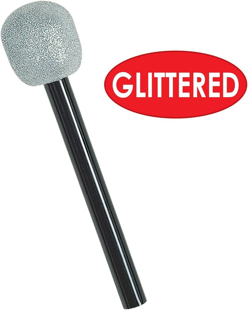 Beistle Silver and Black Glittered Microphone Costume Accessory - Image 3