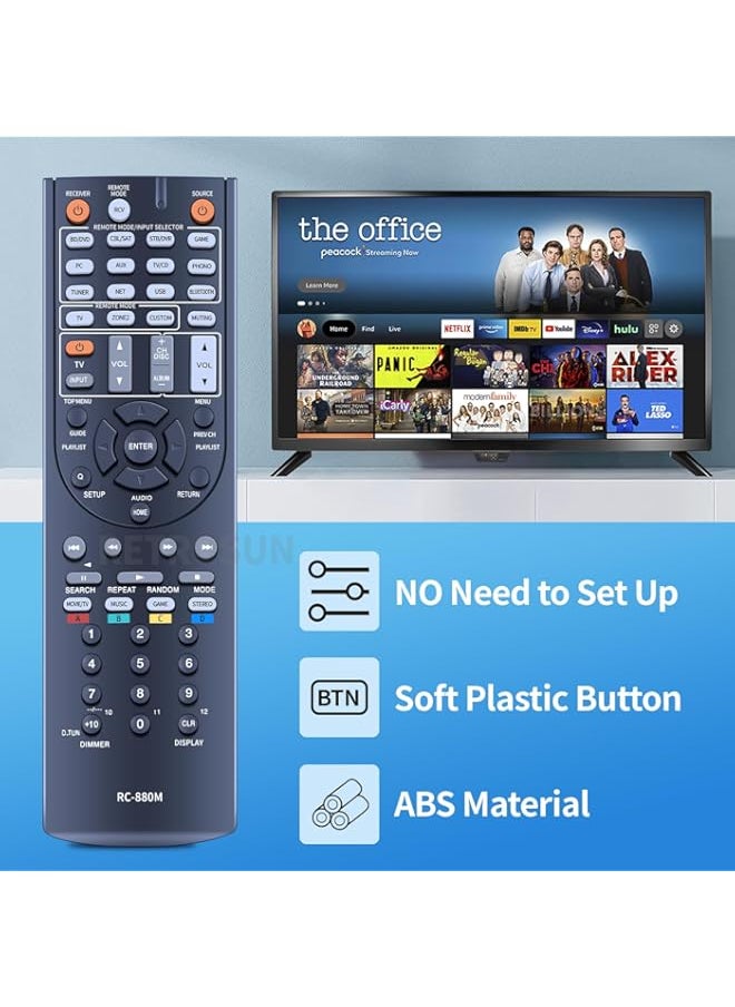 Replacement Remote Control Compatible for Onkyo RC 880M TX NR636 HT RC660 HT S7700 HT R693 TX NR838 TX NR737 Integra 24140881 RC 881M DTR 30.6 7.2 Channel Network A/V Receiver