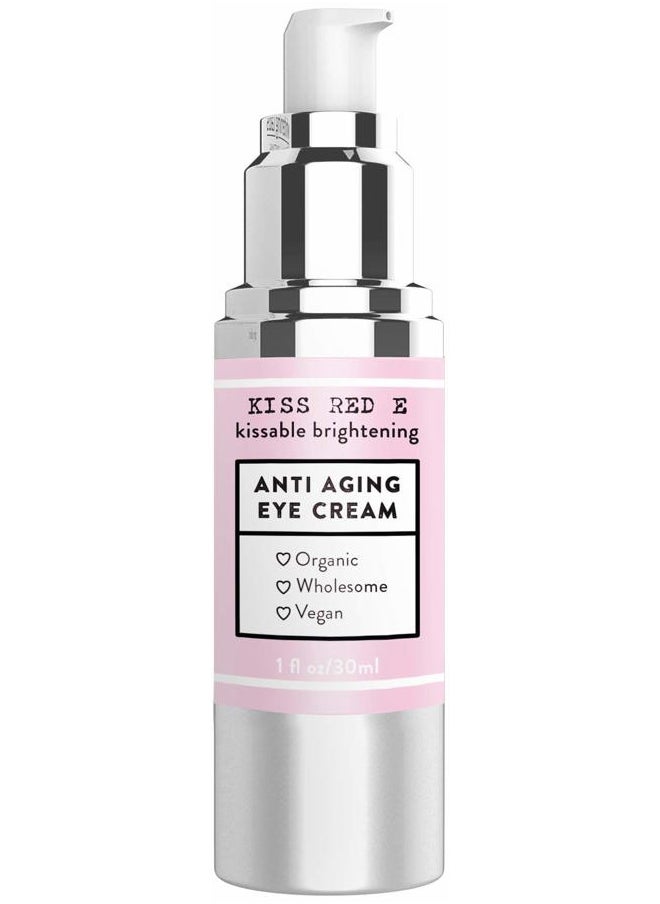 kiss red e - Anti Aging Eye Cream for Women Men. Vegan Eye Cream for Dark Circles Puffiness Wrinkles 1 OZ 50 Days Supply - Image 1
