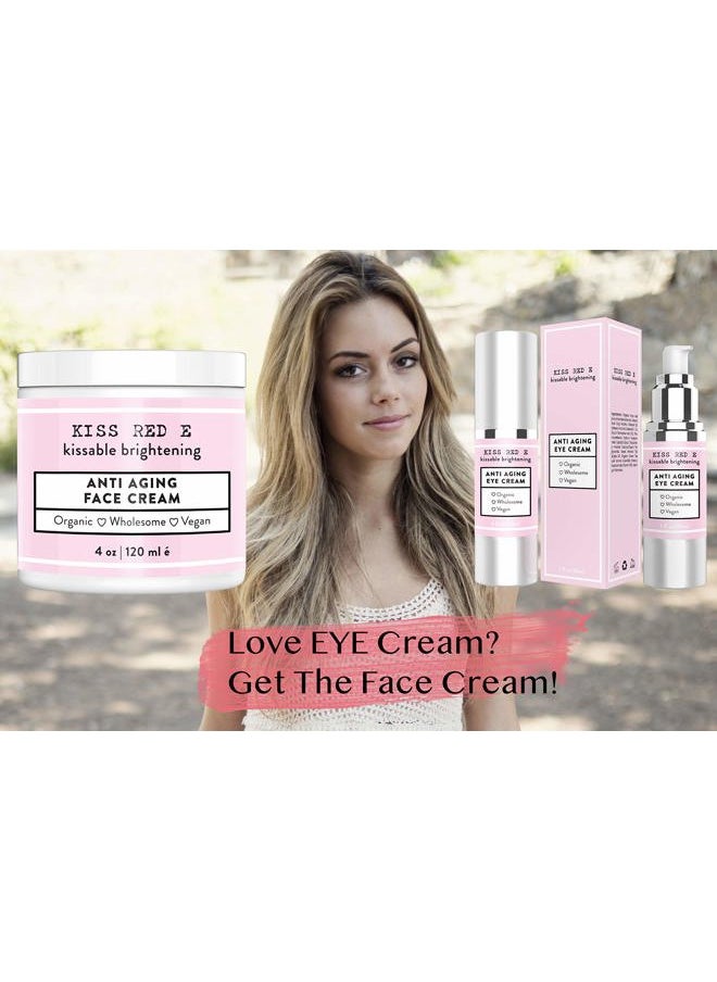 kiss red e - Anti Aging Eye Cream for Women Men. Vegan Eye Cream for Dark Circles Puffiness Wrinkles 1 OZ 50 Days Supply - Image 1