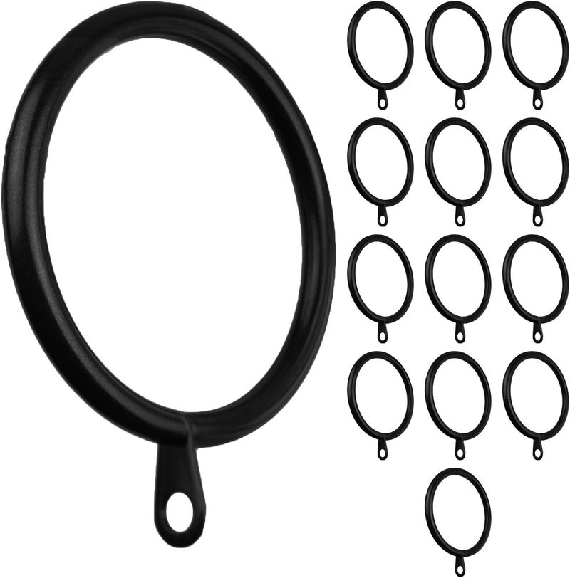 MERIVILLE 14 pcs Black 1.5-Inch Inner Diameter Metal Curtain Rings with Eyelets, Fits Up to 1 1/4-Inch Rod - Image 1
