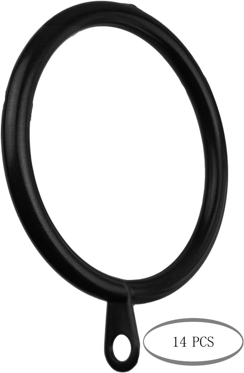 MERIVILLE 14 pcs Black 1.5-Inch Inner Diameter Metal Curtain Rings with Eyelets, Fits Up to 1 1/4-Inch Rod - Image 2