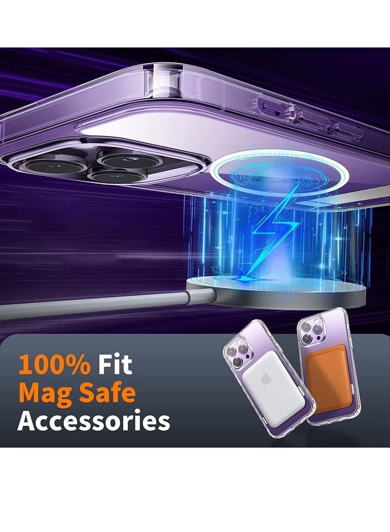 Zaboon iPhone 14 Pro Max Case Clear Cover with Mag Safe Magnetic Stand Acrylic Shockproof Protective Hard Back Case Kickstand Case Crystal Clear - Image 2
