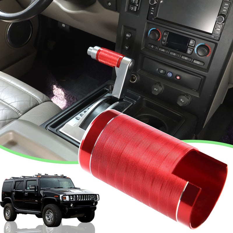 PIUGILH Car Shifter Shift Button Cover Trim Fit for 2003-2009 Hummer H2,Central Control Dedicated Car Gear Shifter Head Replacement Protective Cover (Red) - Image 1