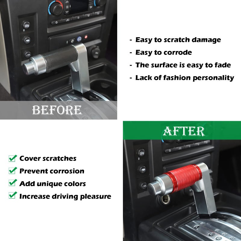 PIUGILH Car Shifter Shift Button Cover Trim Fit for 2003-2009 Hummer H2,Central Control Dedicated Car Gear Shifter Head Replacement Protective Cover (Red) - Image 2