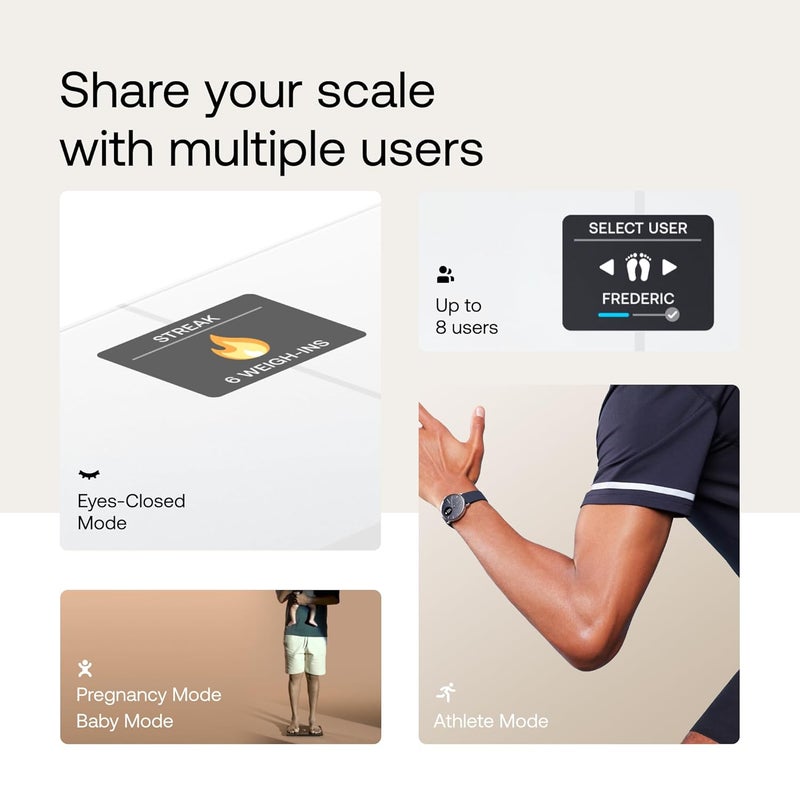 Withings Body Smart - Accurate Scale for Body Weight and Fat Percentage, Body Composition Wi-Fi and Bluetooth Weight Scale, Baby Weight Scale, Smart Scale Apple Health Compatible, Bathroom Scale - Image 5