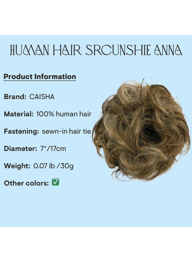 CAISHA 100% Human Hair Scrunchie Hair Piece Updo Braid Hair Scrunchy Messy Bun Light Brown Blonde Mix H312P - Image 2