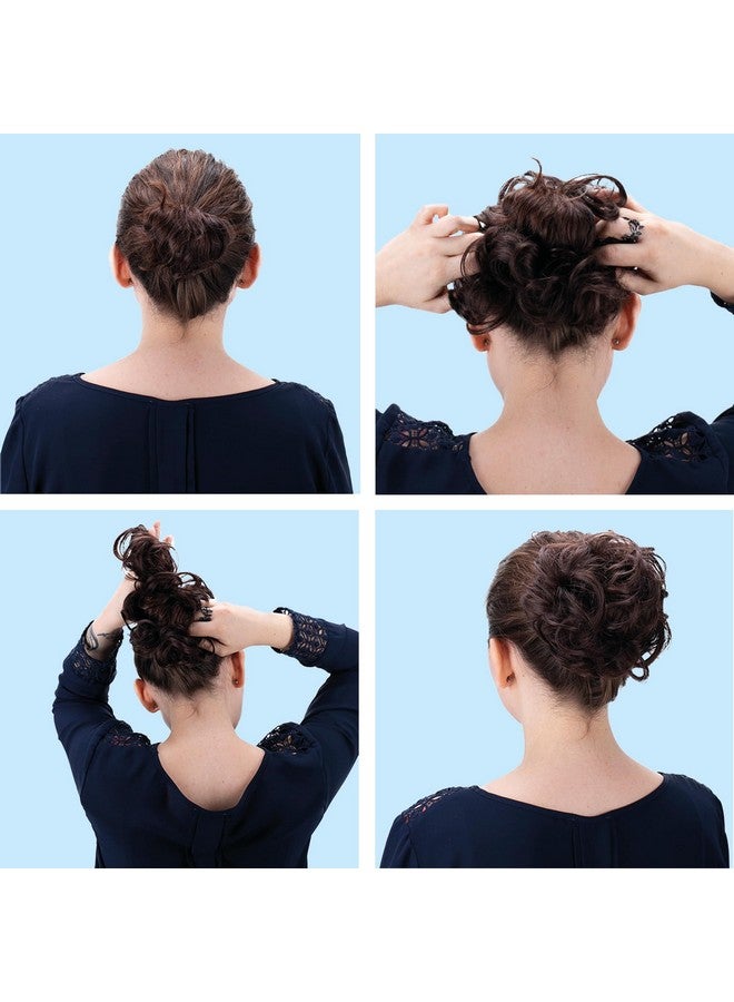 CAISHA 100% Human Hair Scrunchie Hair Piece Updo Braid Hair Scrunchy Messy Bun Light Brown Blonde Mix H312P - Image 4