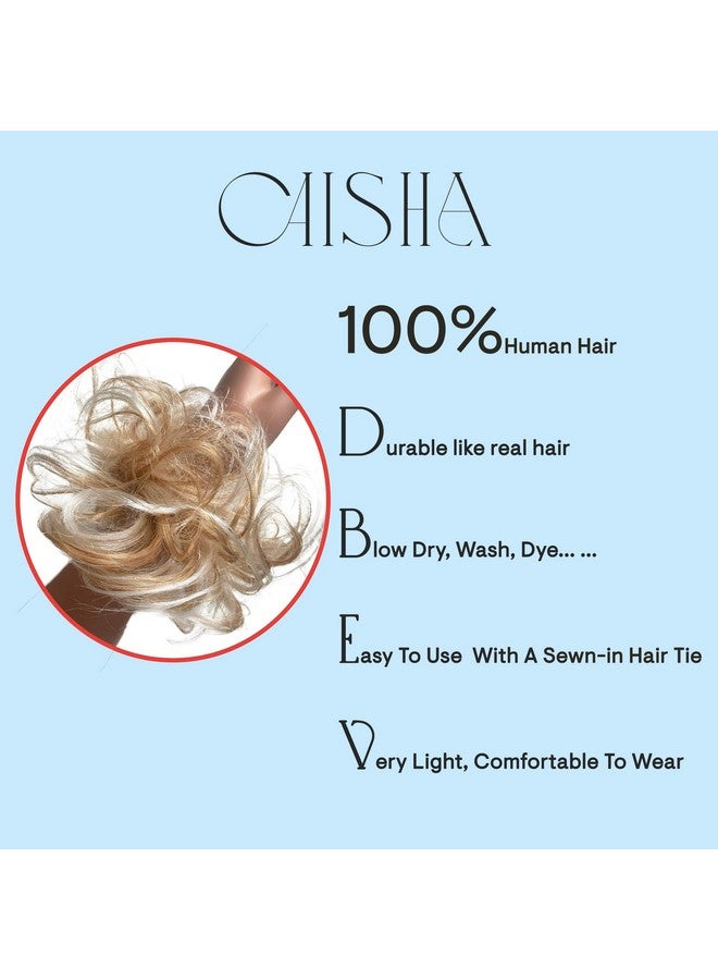 CAISHA 100% Human Hair Scrunchie Hair Piece Updo Braid Hair Scrunchy Messy Bun Light Brown Blonde Mix H312P - Image 3