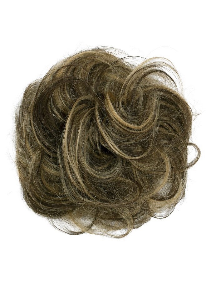 CAISHA 100% Human Hair Scrunchie Hair Piece Updo Braid Hair Scrunchy Messy Bun Light Brown Blonde Mix H312P - Image 1