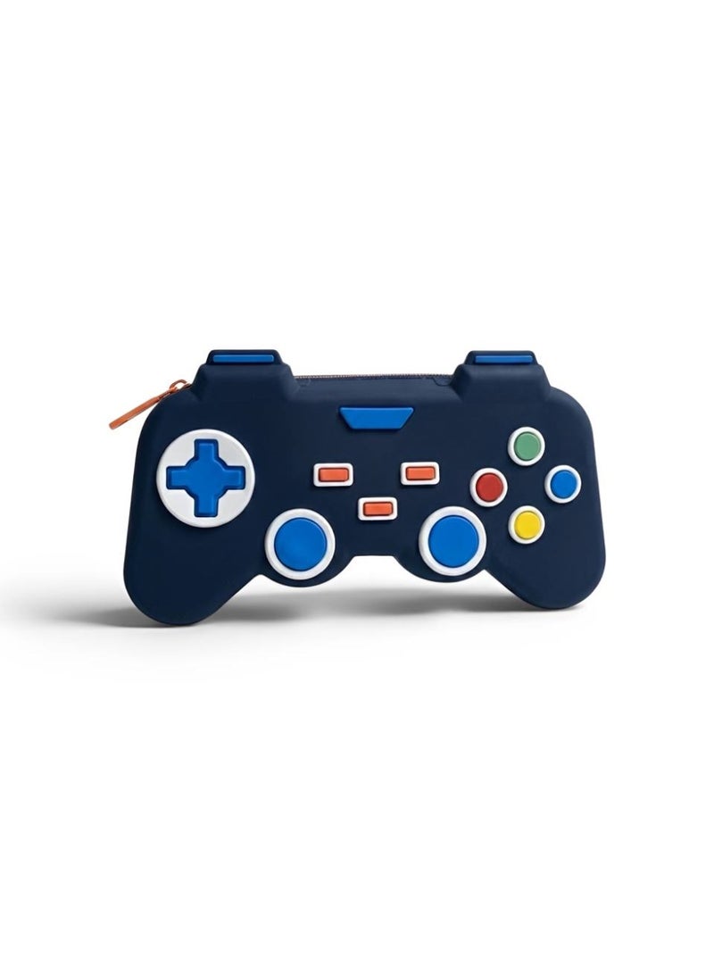 3D Game Controller Pencil Case for Boys, Large Capacity Silicone Stationery Pouch, Shockproof Gaming Pen Bag Organizer for School Kids & Teens - Navy Blue - Image 1