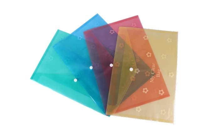 FUTURE X A4 Size Clear Bag (Set of 10), Full Size A4, Floral Design, Transparent Plastic Container for Papers, Button Closer File, Document File/Folder, (Multicolor_A4 Size)_6 - Image 3