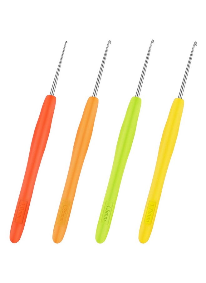 WILLBOND 4 Pieces Hair Needles Crochet Hooks Precision Metal Needles Crochet Knitting Needles With Soft Handles 1 Mm 1.25 Mm 1.5 Mm 1.75 Mm 4 Colors  - Image 1
