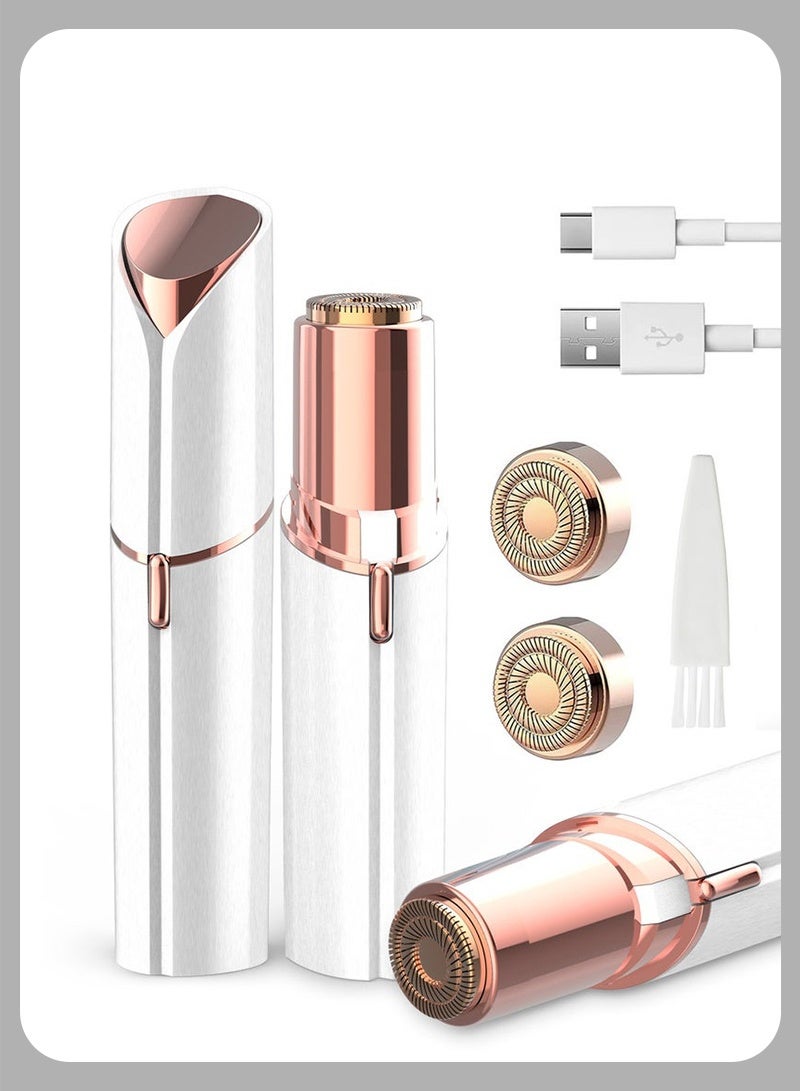 Facial Hair Removal for Women, Painless Epilator Hair Remover Device with 2 Pcs Replacement Heads , USB Rechargeable Face Electric Razor and Trimmer for ladies Lip, Chin, Arms - Image 1