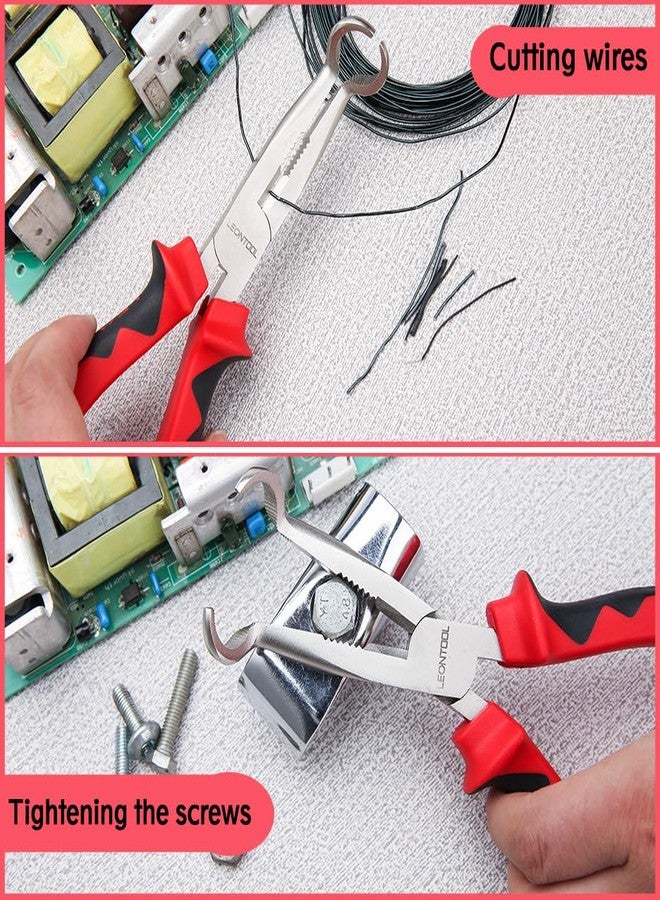 كماشة إزالة غطاء شمعة الإشعال من LEONTOOL مقاس 8 بوصات، كماشة ذات فكين مسننتين، كماشة قبضة خرطوم مع قاطع أسلاك، كماشة حلقة خرطوم، كماشة ذات مقبض TPR، كماشة ذات أنف حلقي، كماشة دائرية للمساحات الضيقة، قطر 3/5 بوصة - Image 4