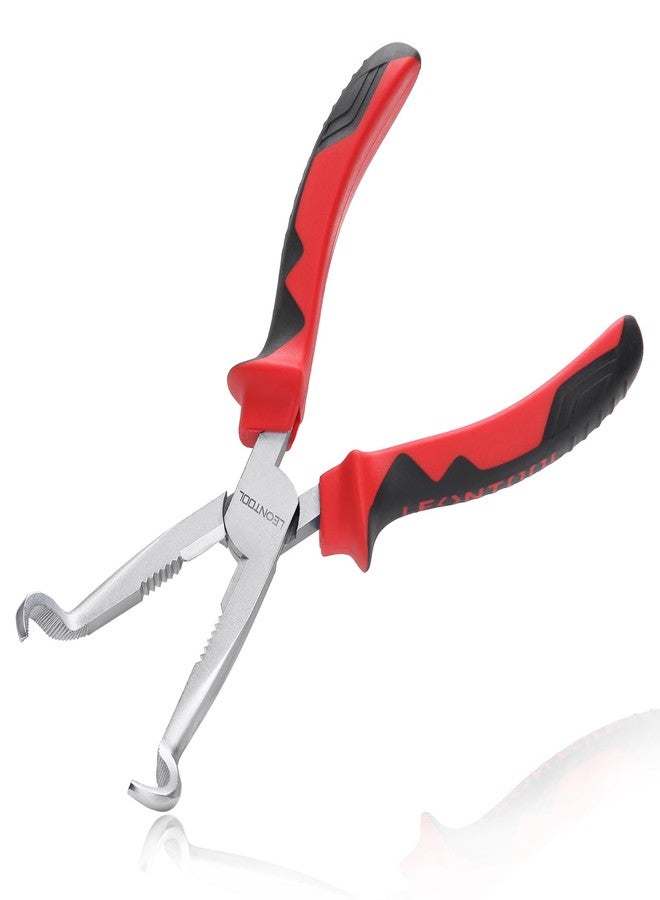 كماشة إزالة غطاء شمعة الإشعال من LEONTOOL مقاس 8 بوصات، كماشة ذات فكين مسننتين، كماشة قبضة خرطوم مع قاطع أسلاك، كماشة حلقة خرطوم، كماشة ذات مقبض TPR، كماشة ذات أنف حلقي، كماشة دائرية للمساحات الضيقة، قطر 3/5 بوصة - Image 1