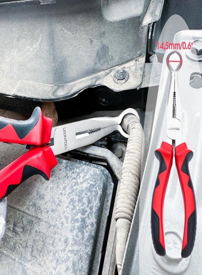 كماشة إزالة غطاء شمعة الإشعال من LEONTOOL مقاس 8 بوصات، كماشة ذات فكين مسننتين، كماشة قبضة خرطوم مع قاطع أسلاك، كماشة حلقة خرطوم، كماشة ذات مقبض TPR، كماشة ذات أنف حلقي، كماشة دائرية للمساحات الضيقة، قطر 3/5 بوصة - Image 3