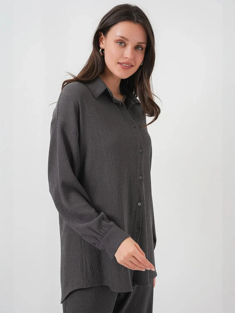 BIG DART BDART Textured Long Sleeve Knit Shirt & Pants Knitted Co-ord Set