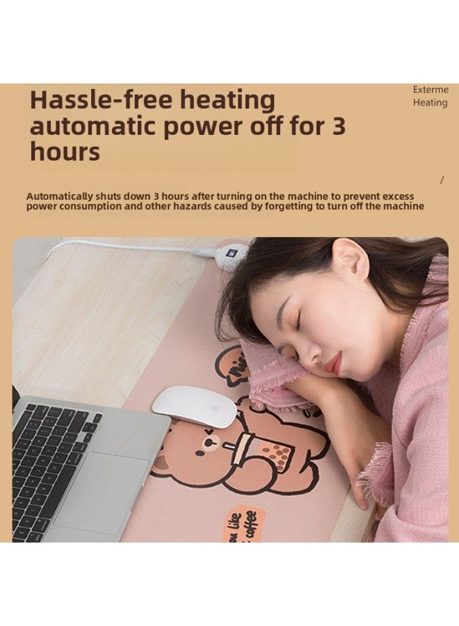 Hand Warmer Desk Mat Heating Pad Student Office Desk Mat Waterproof Hand Warmer Mouse Pad-Pattern:80*33 Solid Color Brown - Image 3