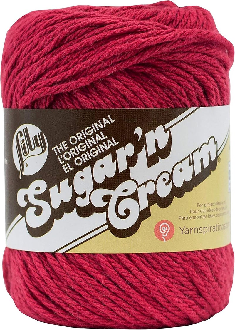 LILY Sugar 'N Cream 100% Cotton Yarn in Country Red - 70.9g - Image 1