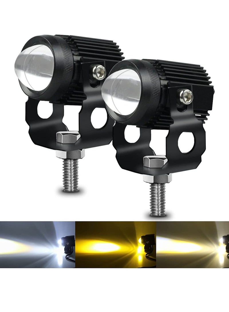 MUNTAQI Motorcycle Driving Light LED High Low Beam Yellow White Fog Light 3 Modes Adjustable Bracket IP67 Waterproof 60W 3575SMD DC 9-30V Work Lamp Compatible with Tractor Truck Car SUV 2Pcs Black - Image 1