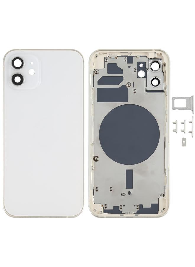 erorex Back Housing Cover with SIM Card Tray & Side  Keys & Camera Lens for iPhone 12(White) - Image 1