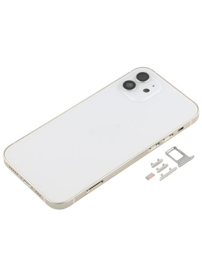 erorex Back Housing Cover with SIM Card Tray & Side  Keys & Camera Lens for iPhone 12(White) - Image 2