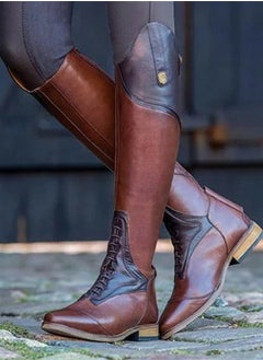 Loquat Women's Over The Knee Boots Fashion Flat Heel Round Toe Back Zip Knight Boots Light Brown  - Image 1