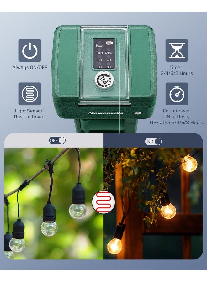 ديوينويلز مؤقت طاقة خارجي DEWENWILS مقاوم للماء، نطاق 100 قدم، مؤقت منفذ تحكم عن بعد، 6 منافذ مؤرضة، سلك بطول 6 أقدام، خلية ضوئية من الغسق إلى الفجر، للإضاءة والحديقة، 1875 واط/15 أمبير، مدرج في قائمة UL - Image 2