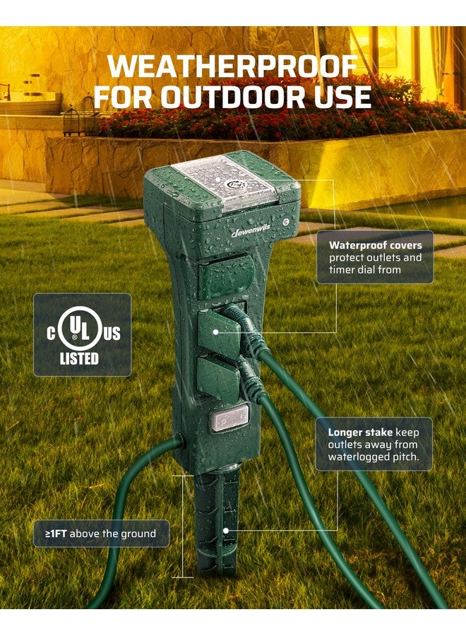 ديوينويلز مؤقت طاقة خارجي DEWENWILS مقاوم للماء، نطاق 100 قدم، مؤقت منفذ تحكم عن بعد، 6 منافذ مؤرضة، سلك بطول 6 أقدام، خلية ضوئية من الغسق إلى الفجر، للإضاءة والحديقة، 1875 واط/15 أمبير، مدرج في قائمة UL - Image 5
