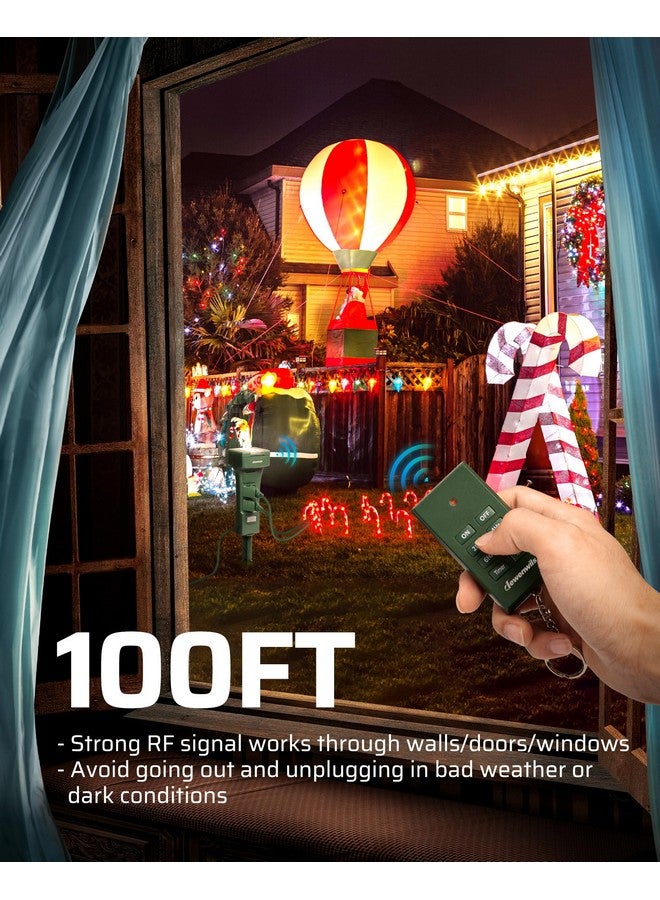 ديوينويلز مؤقت طاقة خارجي DEWENWILS مقاوم للماء، نطاق 100 قدم، مؤقت منفذ تحكم عن بعد، 6 منافذ مؤرضة، سلك بطول 6 أقدام، خلية ضوئية من الغسق إلى الفجر، للإضاءة والحديقة، 1875 واط/15 أمبير، مدرج في قائمة UL - Image 3
