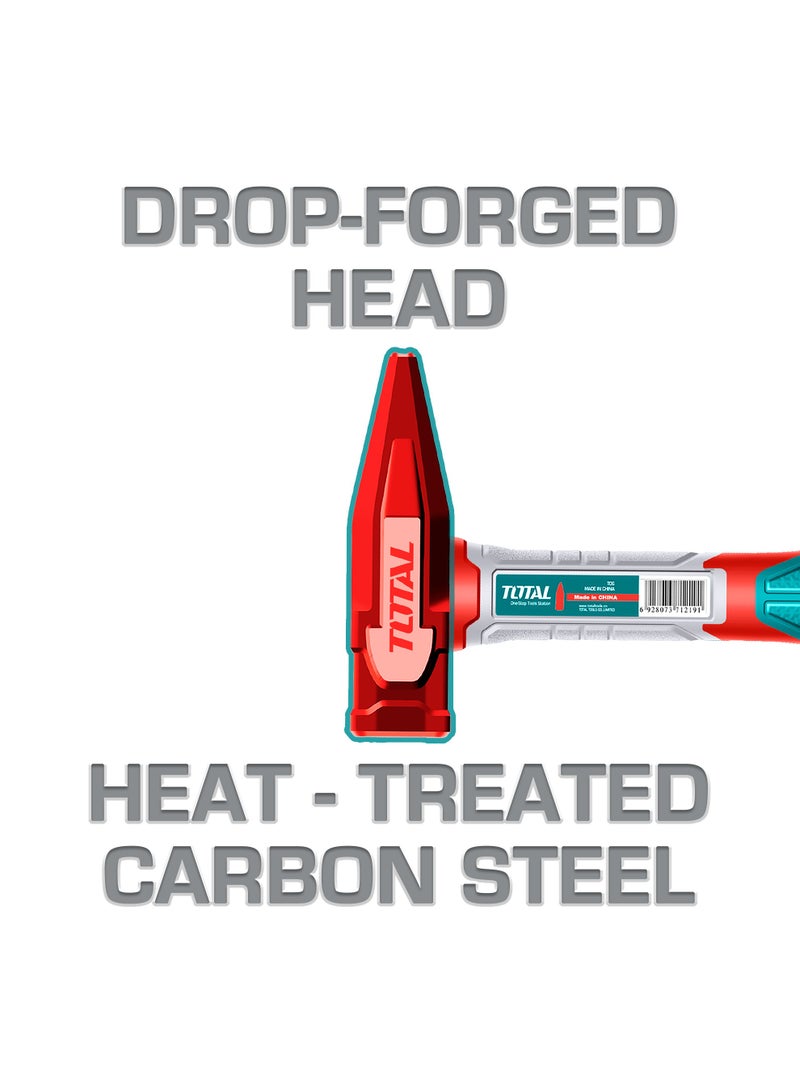 TOTAL Total Machinist Hammer, 300g, Drop-Forged Head, Heat-Treated Carbon Steel, Fiberglass Handle with TPR Coating  - Image 3