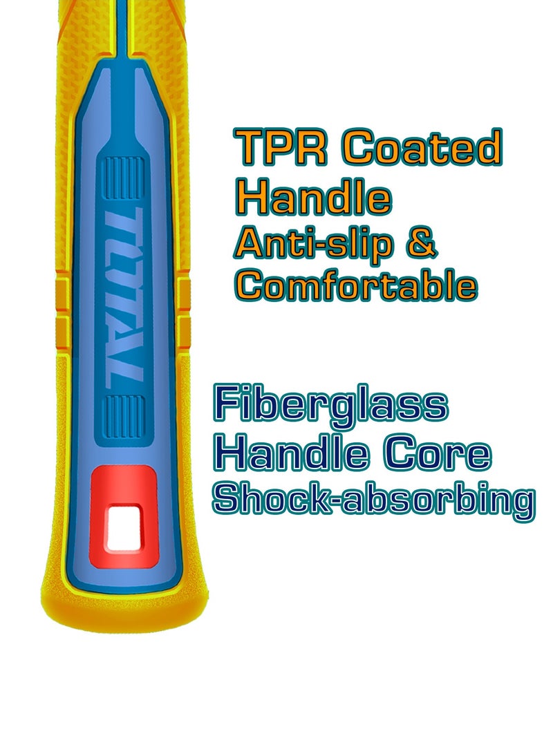 TOTAL Total Machinist Hammer, 300g, Drop-Forged Head, Heat-Treated Carbon Steel, Fiberglass Handle with TPR Coating  - Image 4