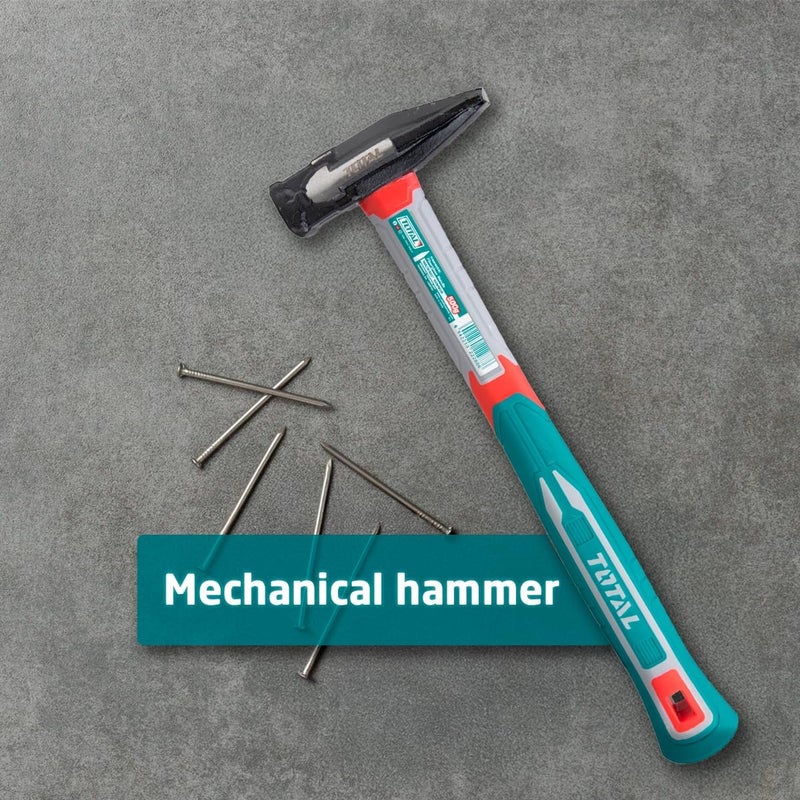 توتال مطرقة فني من توتال، وزن 300 جرام، رأس مطروق بالتطريق الحراري، مصنوعة من فولاذ كربوني معالج حرارياً، مقبض من الألياف الزجاجية مع طلاء TPR لراحة الإمساك - Image 2