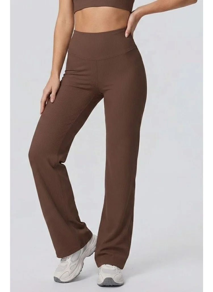 CORRE Active Wear  Alma Flared Leggings - Brown for Women | Best Price UAE