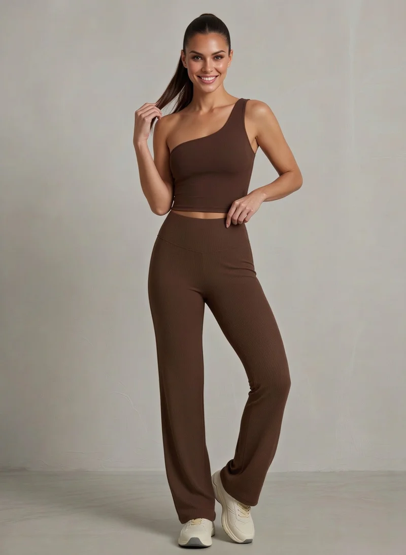 CORRE Active Wear Alma Flared Leggings - Brown