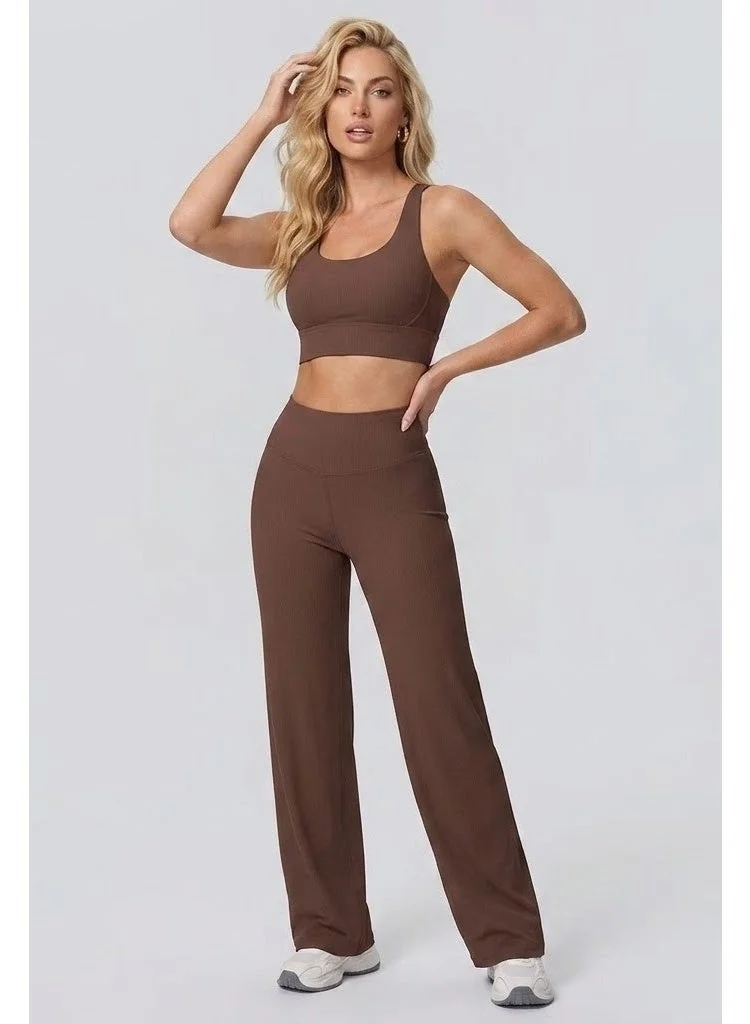 CORRE Active Wear Alma Flared Leggings - Brown