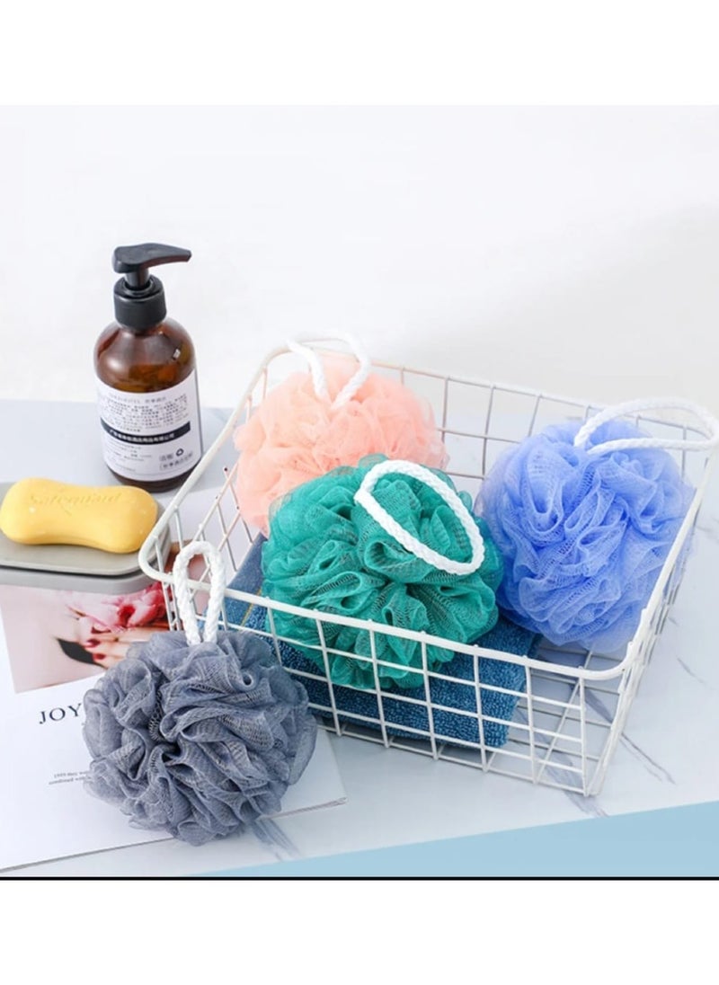 BOLREUS - Soft Bath Shower Sponge Pouf Loofahs, Shower Puff Body Cleaner,4 Packs Each Eco-friendly Exfoliating Mesh Brush Pouf Bath Shower Ball Sponge-Exfoliate, Cleanse, Soothe Skin ,Multi color - Image 1