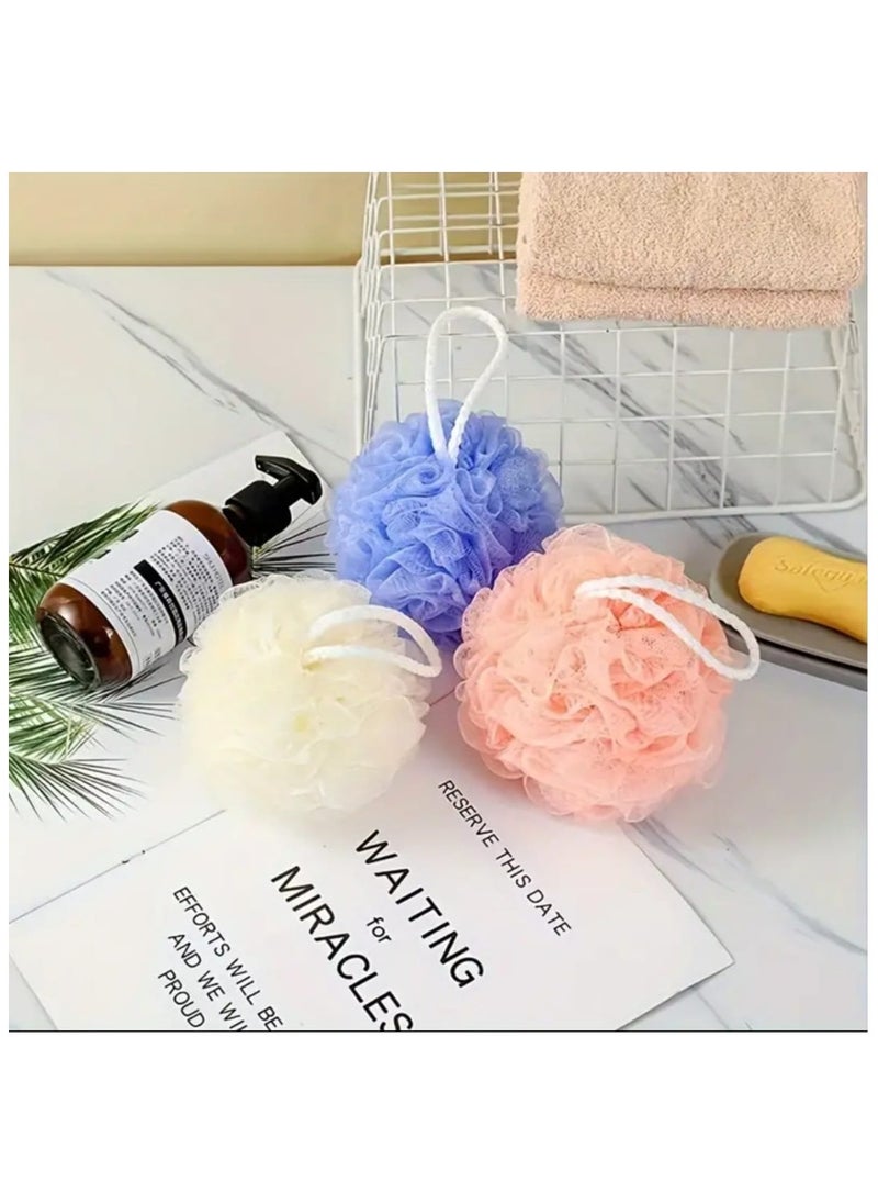 BOLREUS - Soft Bath Shower Sponge Pouf Loofahs, Shower Puff Body Cleaner,4 Packs Each Eco-friendly Exfoliating Mesh Brush Pouf Bath Shower Ball Sponge-Exfoliate, Cleanse, Soothe Skin ,Multi color - Image 1