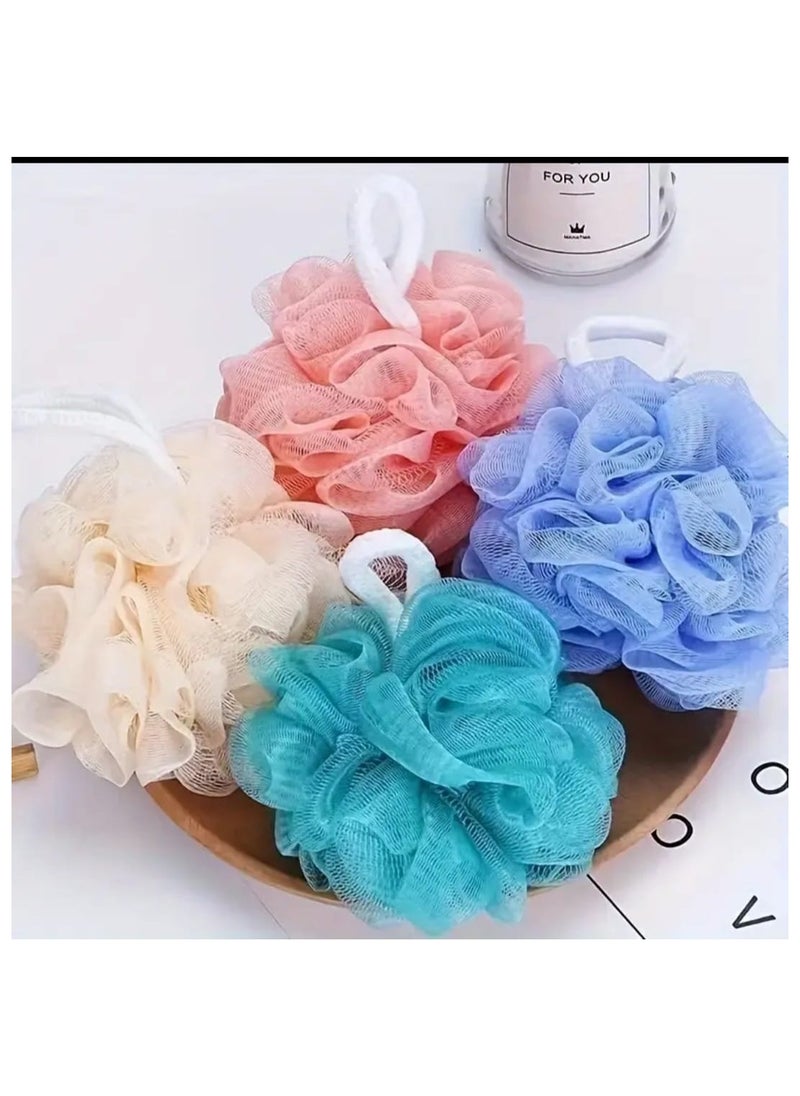 BOLREUS - Soft Bath Shower Sponge Pouf Loofahs, Shower Puff Body Cleaner,4 Packs Each Eco-friendly Exfoliating Mesh Brush Pouf Bath Shower Ball Sponge-Exfoliate, Cleanse, Soothe Skin ,Multi color - Image 1