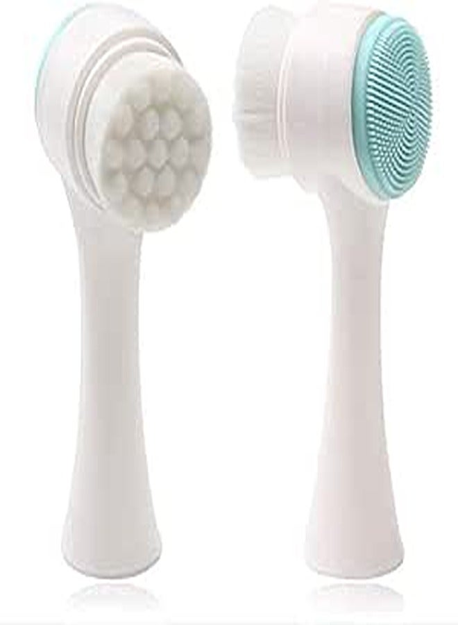 Generic 2 in 1 Face brush for Cleansing and Exfoliating - Facial Cleaning brush with Soft Bristles - Scrubber to Massage and Scrub Your Skin - Deep Pore Exfoliation, Wash Makeup, Massaging, Acne
