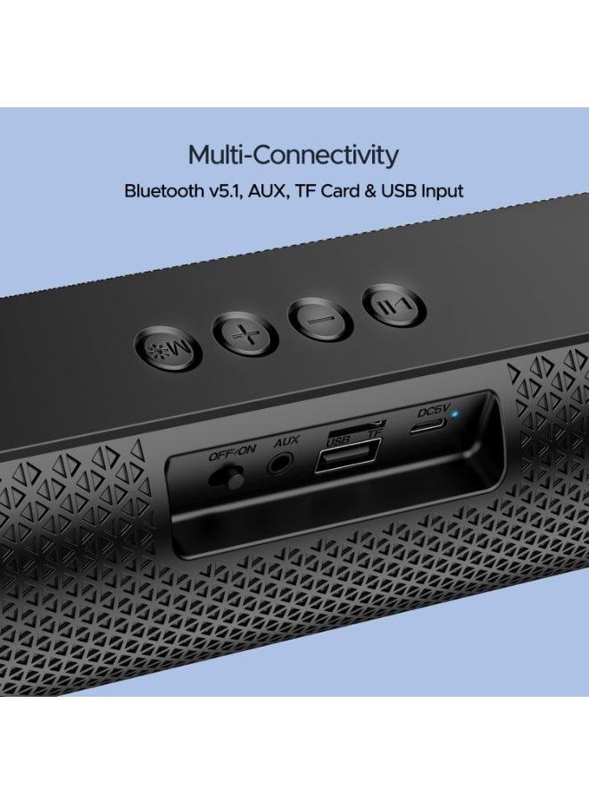 Boat Aavante Bar 490 10W Signature Sound, Dual Full-Range Drivers,7 HRS Battery, Built-in Mic,2.0 CH, TWS Feature,Multi Connect, Bluetooth Sound Bar, Soundbar Speaker (Classic Black) - Image 3