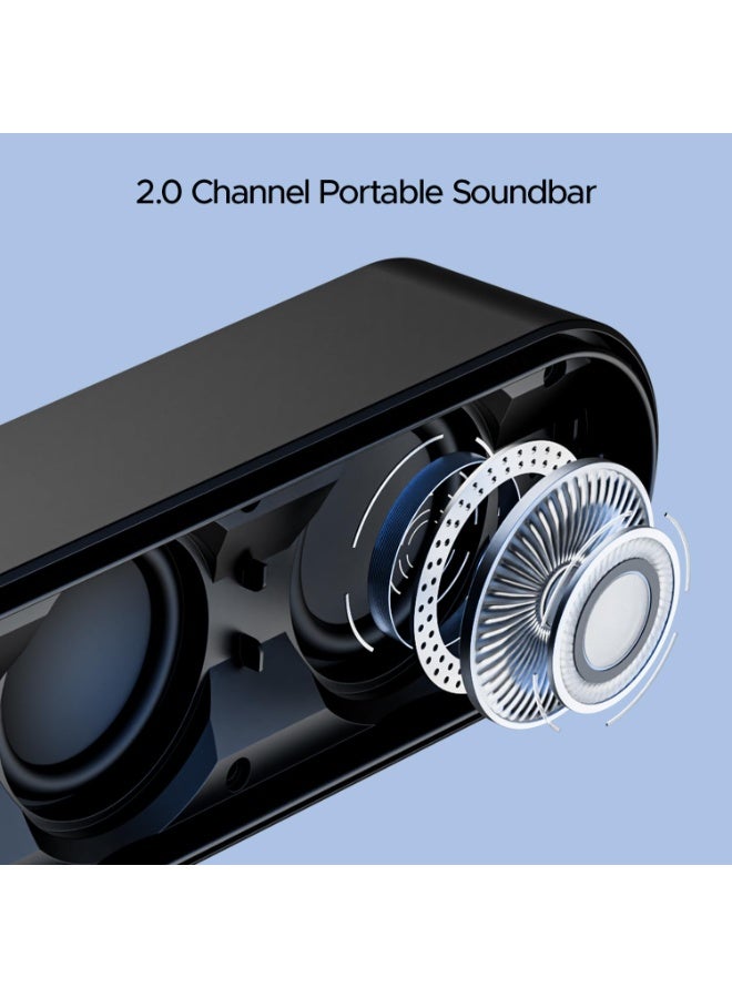 Boat Aavante Bar 490 10W Signature Sound, Dual Full-Range Drivers,7 HRS Battery, Built-in Mic,2.0 CH, TWS Feature,Multi Connect, Bluetooth Sound Bar, Soundbar Speaker (Classic Black) - Image 4